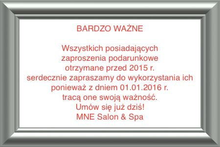 Zaproszenia na zabiegi w MNE Salon & Spa